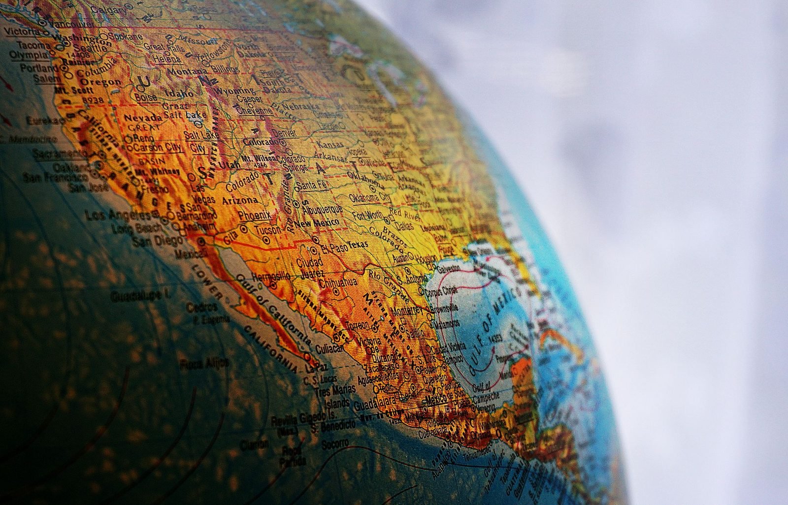 Globo terrestre em detalhe, mostrando as Américas